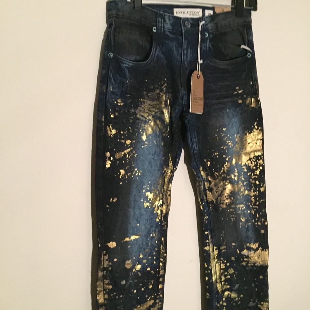 Evolution In Design Blue and Gold Jeans Size 20
